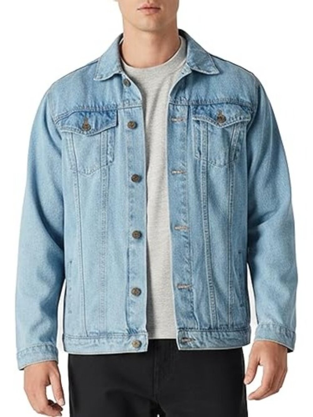 Thunder Trucker Jacket Size Medium Blue Light Wash 100% Cotton Button-Down